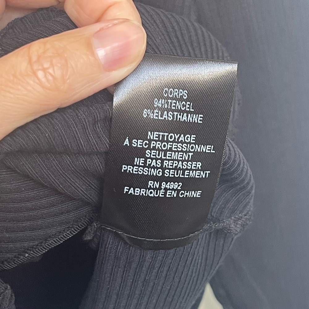 NEW Jonathan Simkhai {$225} Women's Black Ribbed Bustier Long-Sleeve Crop Top Lg - Picture 9 of 11